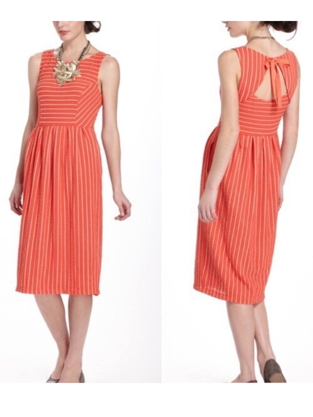 Anthropologie Postmark Retro Coral Midi Dress